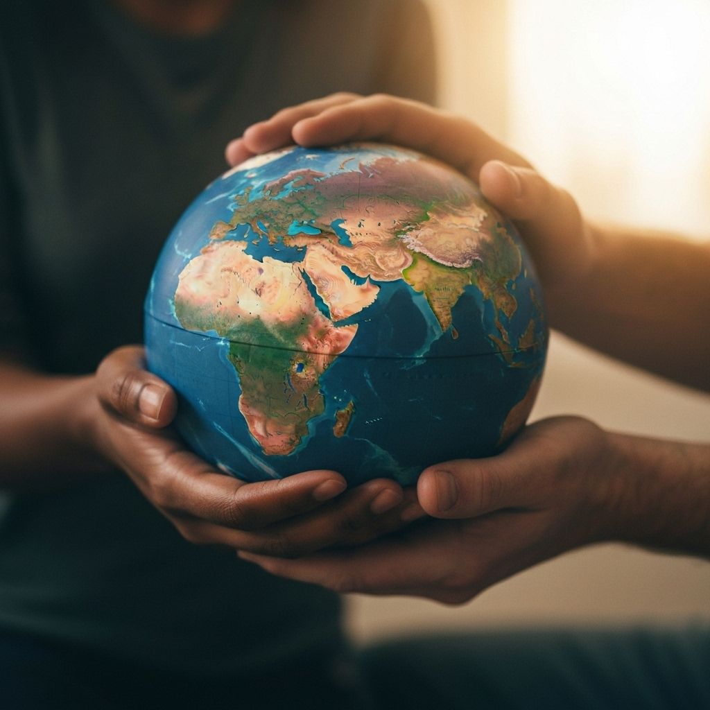 Hands holding earth